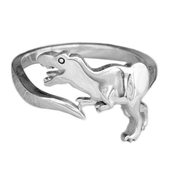 Silver T-Rex dinosaur Chunky Open Ring for Women girls - Picture 7 of 8
